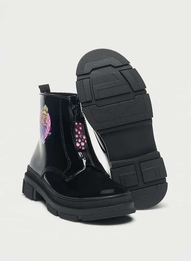 باربي Printed Ankle Boots with Zip Closure