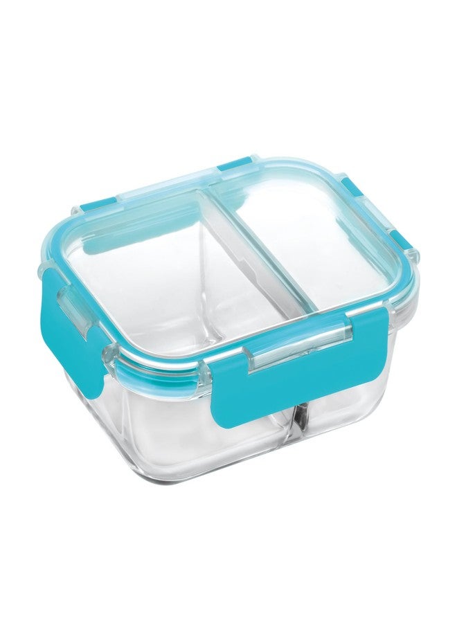 Treo by Milton Clip Fresh Rectangular Divider Container, Microwave Safe, Hi Borosilicate Glass Lunch Box for Office Use – Clip Lock Airtight Tiffin, 100% Leak Proof, 600 ml, 1 Piece - Image 2