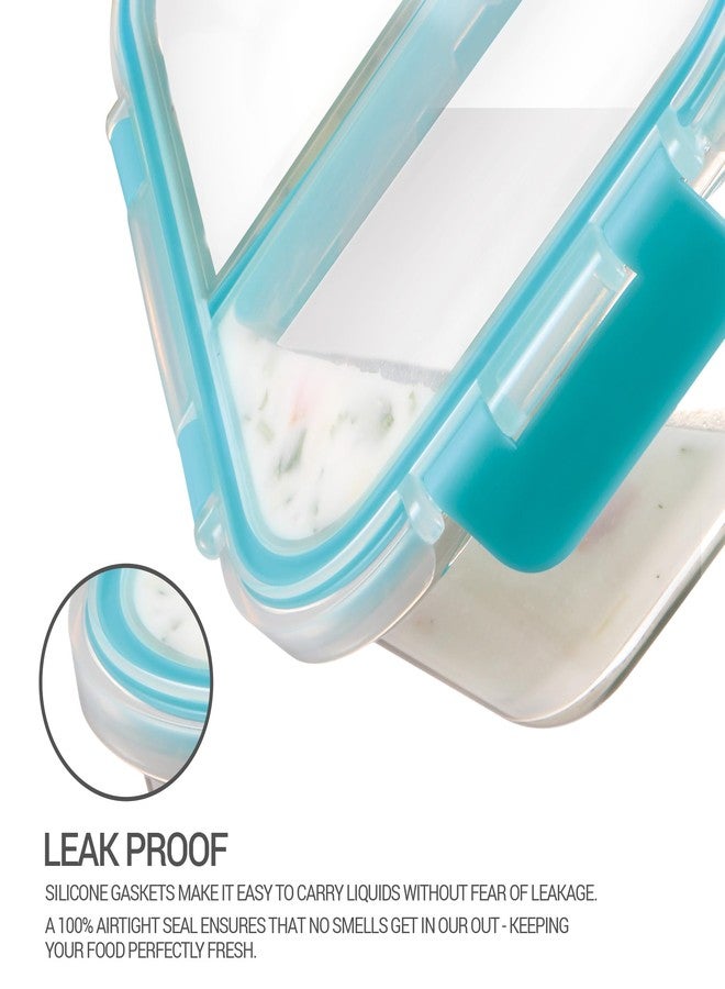 Treo by Milton Clip Fresh Rectangular Divider Container, Microwave Safe, Hi Borosilicate Glass Lunch Box for Office Use – Clip Lock Airtight Tiffin, 100% Leak Proof, 600 ml, 1 Piece - Image 4