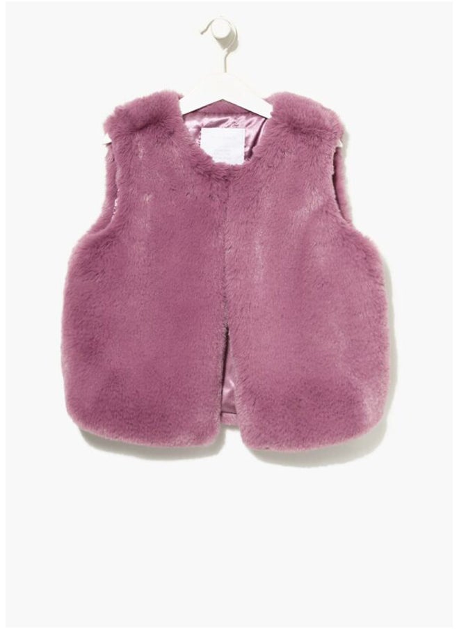 Matalan Girls Berry Faux Fur Gilet 