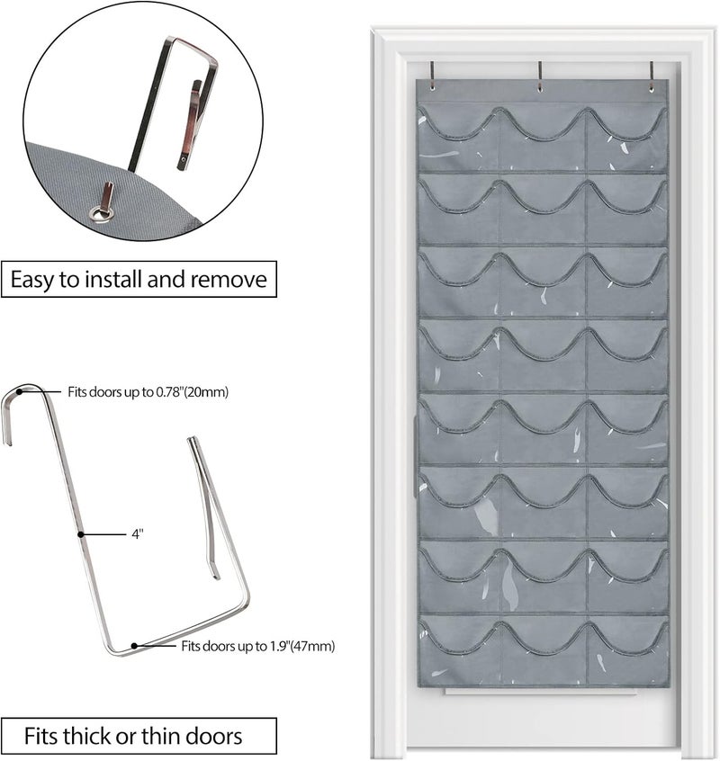 Dofilachy Hat Rack - Hat Organizer - Hat Racks for Baseball Caps, Visible Hat Holder - Baseball Rack for Wall Door with 3 Hooks, 24 Deep Pockets - Image 4