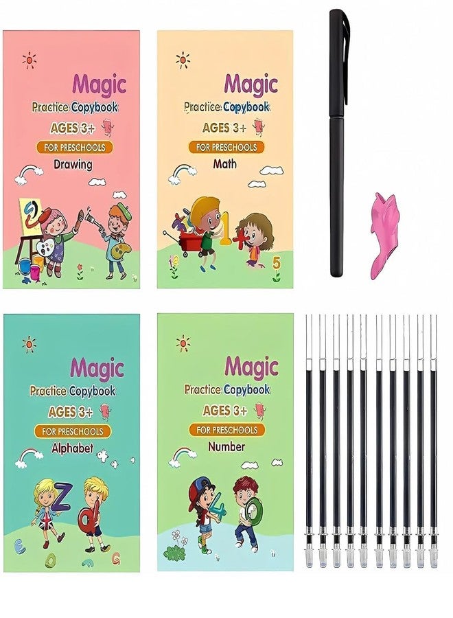 VIROLEP كتاب فيروليب سانك لتدريب الأطفال على السحر (4 كتب + 1 مقبض، 1 قلم + 10 عبوات حبر بديلة) كتاب سحري للأطفال، كتاب تدريب سحري للأطفال - Image 1