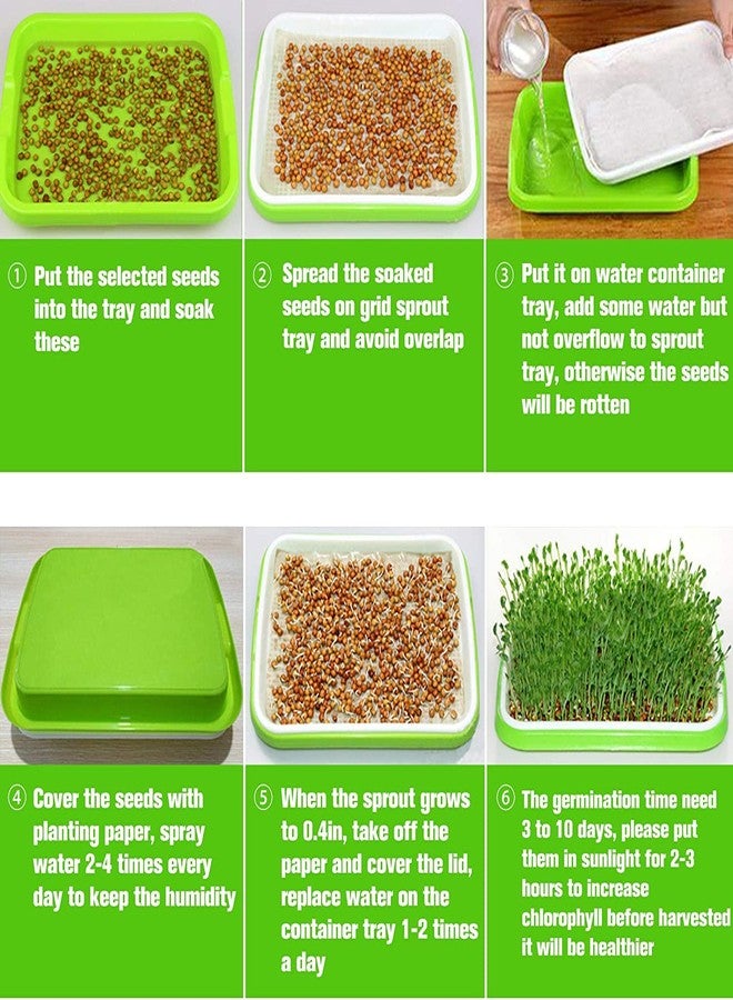 Legigo 5 Pack Seed Sprouter Trays with Lids- Soil-Free Cultivation Germination Tray, BPA Free Micro Greens Growing Trays Seed Sprouting Trays Kit with Germinating Paper for Wheatgrass, Beans and More - Image 5