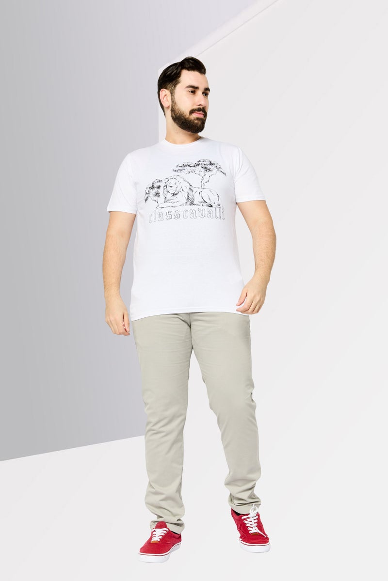 Cavalli Class Men Crew Neck Short Sleeves Brand Logo T-Shirt, White - Image 2