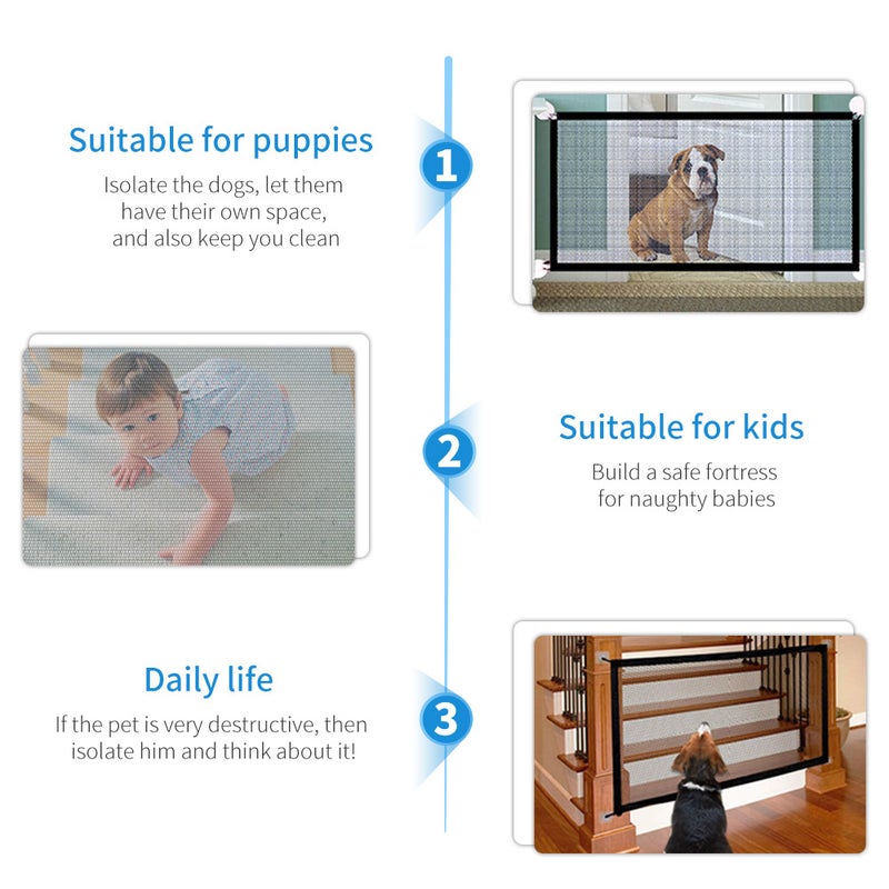 Dog Safety Gate Pet Safe Mesh Fence Portable Folding Baby Safety Gate Install Anywhere 180*72CM - Image 5