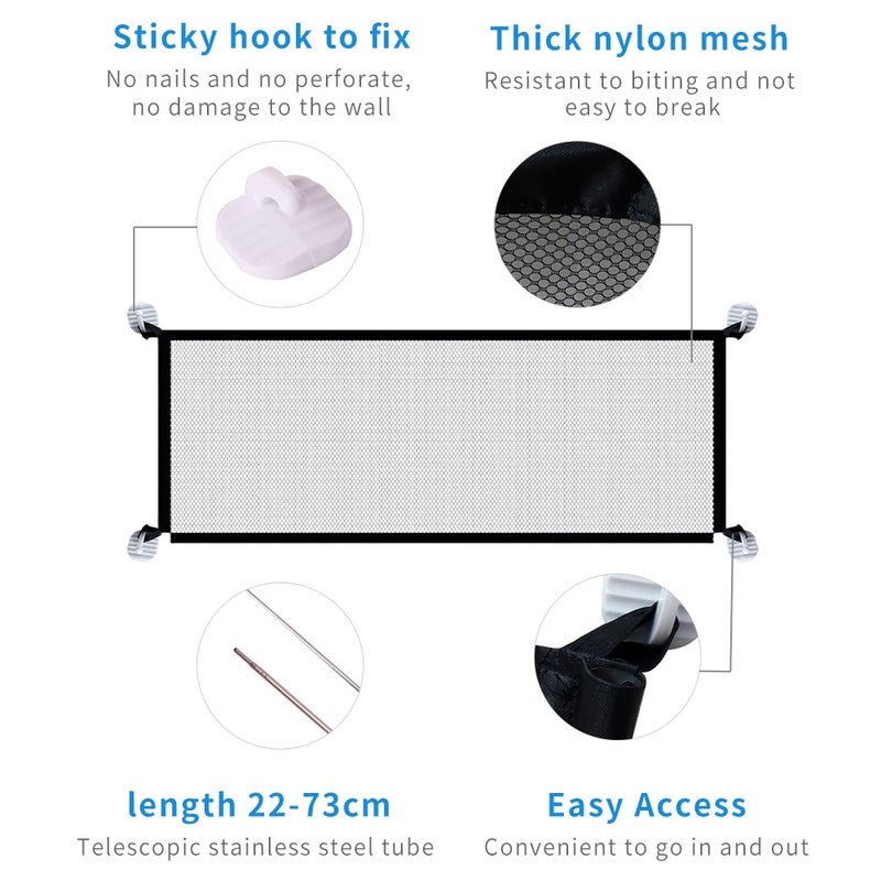 Dog Safety Gate Pet Safe Mesh Fence Portable Folding Baby Safety Gate Install Anywhere 180*72CM - Image 2