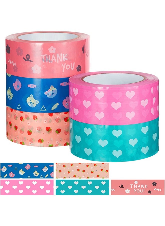 Epakh 5 Rolls Cute Heart Packing Tape Colorful Printing Shipping Tape Cartoon Package Tape Decorative And Colored Tape Duct Tape With Designs For Sealing Boxes Luggage 1.77 Inches X 110 Yd  - Image 1