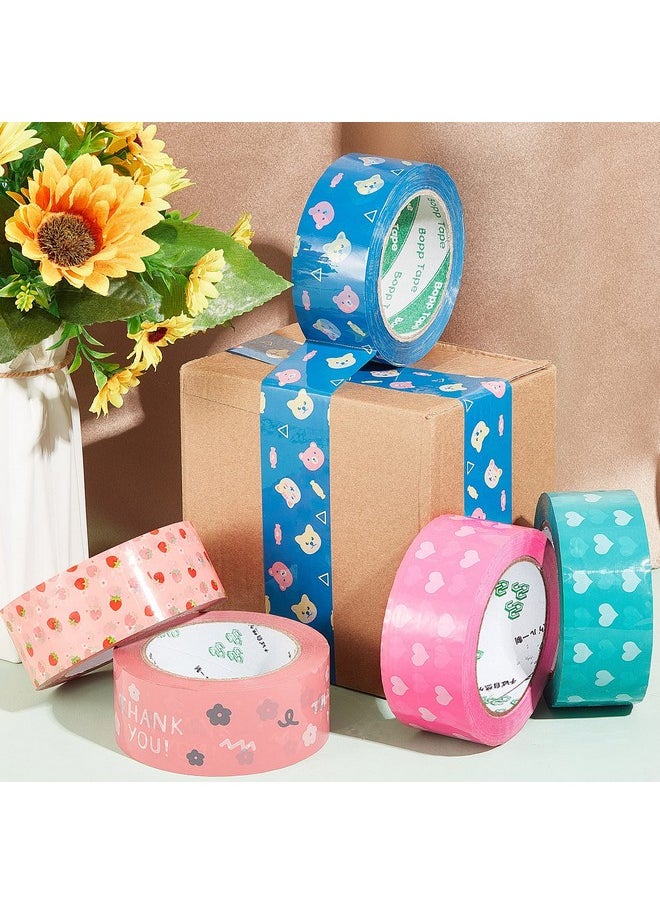 Epakh 5 Rolls Cute Heart Packing Tape Colorful Printing Shipping Tape Cartoon Package Tape Decorative And Colored Tape Duct Tape With Designs For Sealing Boxes Luggage 1.77 Inches X 110 Yd  - Image 4