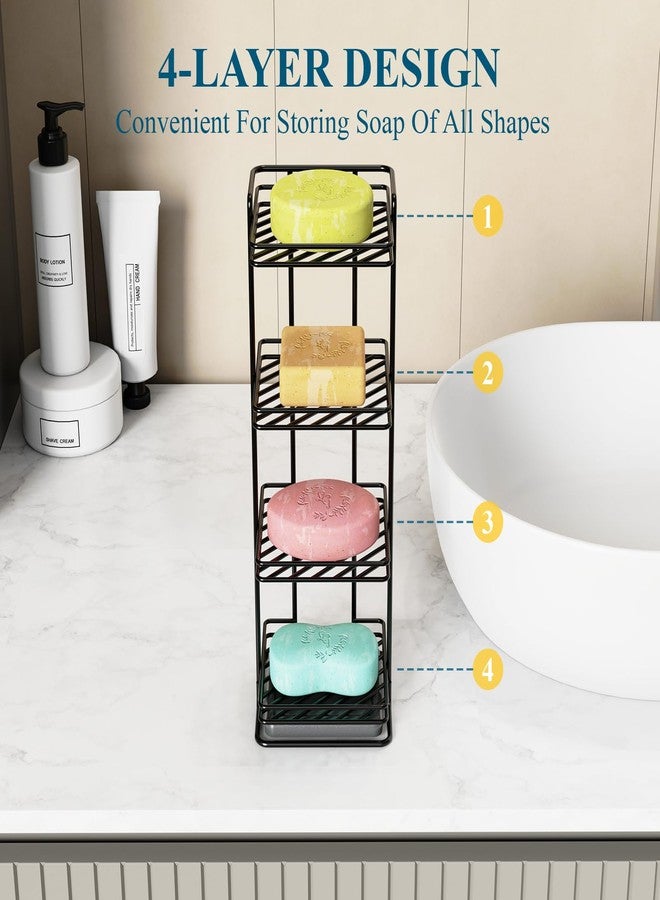 NiHome 4-Tier Vertical Soap Holder with Diatomite Mat, Rustproof Metal Shower Organizer for Bar Soap, Shampoo Bars, Sponges, Skincare, Fast-Drainage Open Slot Rack for Bathroom and Kitchen Countertops - Image 5