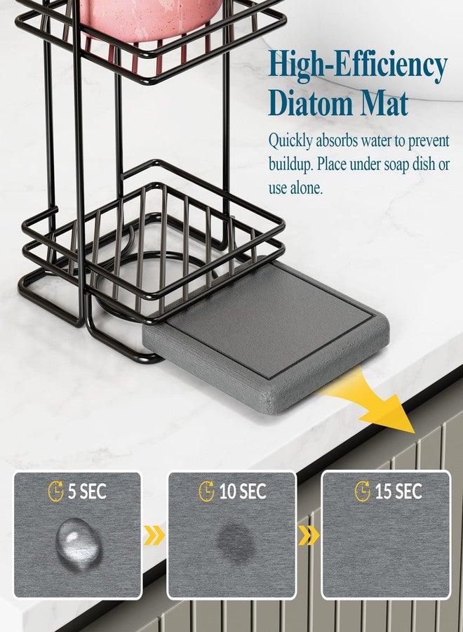 NiHome 4-Tier Vertical Soap Holder with Diatomite Mat, Rustproof Metal Shower Organizer for Bar Soap, Shampoo Bars, Sponges, Skincare, Fast-Drainage Open Slot Rack for Bathroom and Kitchen Countertops - Image 3