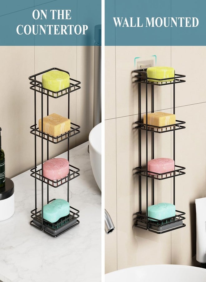 NiHome 4-Tier Vertical Soap Holder with Diatomite Mat, Rustproof Metal Shower Organizer for Bar Soap, Shampoo Bars, Sponges, Skincare, Fast-Drainage Open Slot Rack for Bathroom and Kitchen Countertops - Image 2