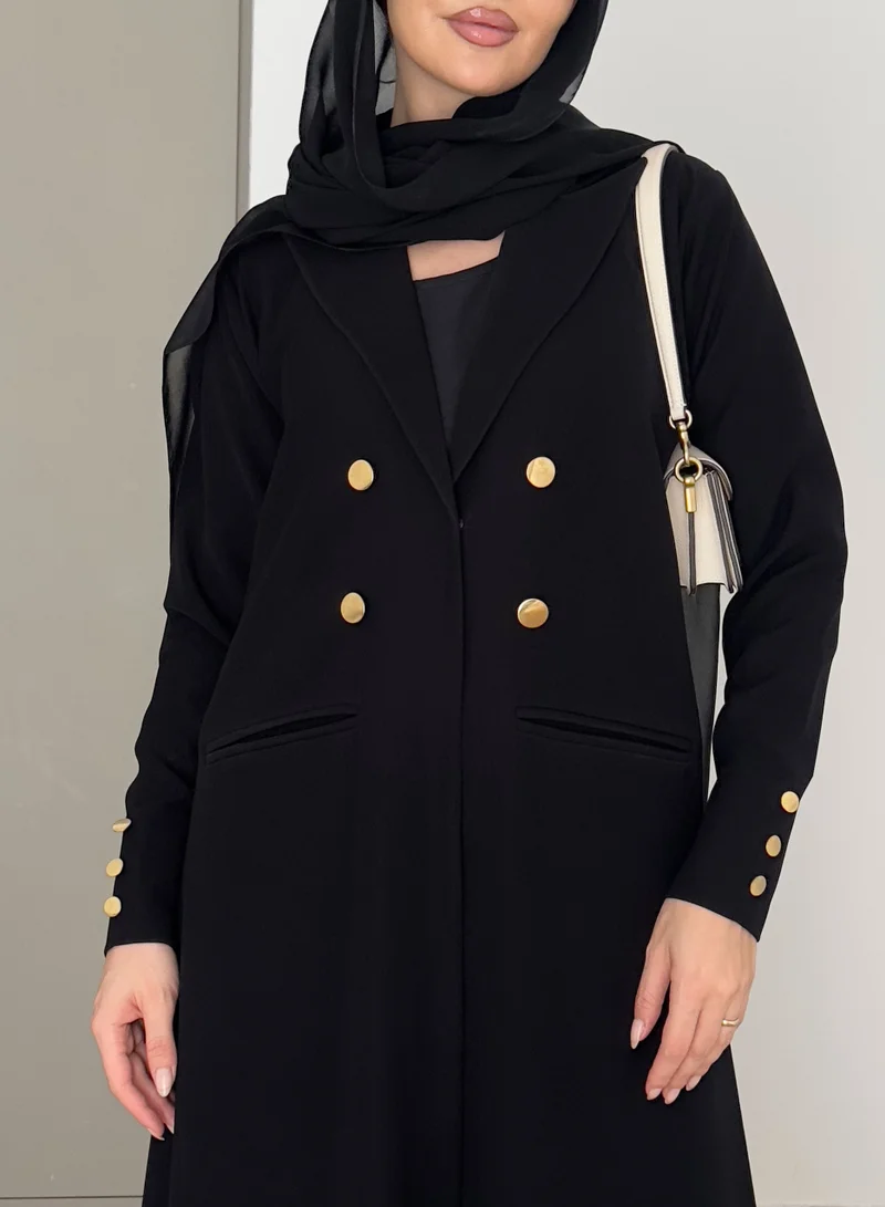 Rosette Abaya  Elegant Blazer abaya with Buttons gold Design for Women | Best Price UAE