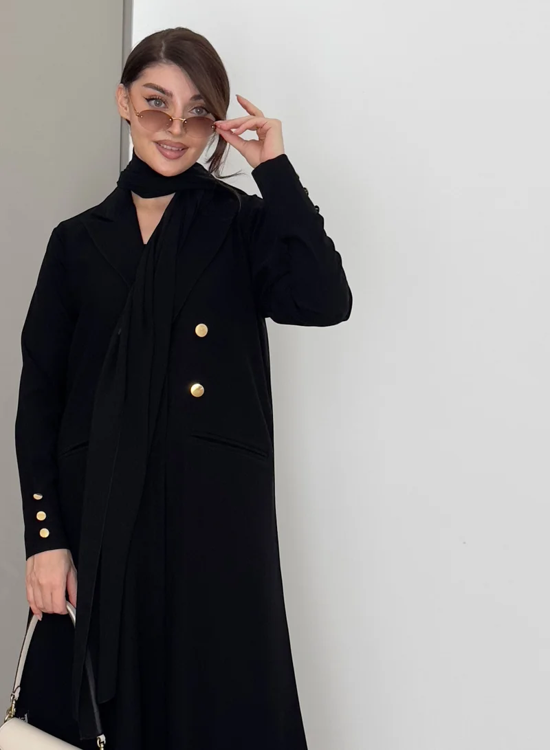Rosette Abaya  Elegant Blazer abaya with Buttons gold Design for Women | Best Price UAE