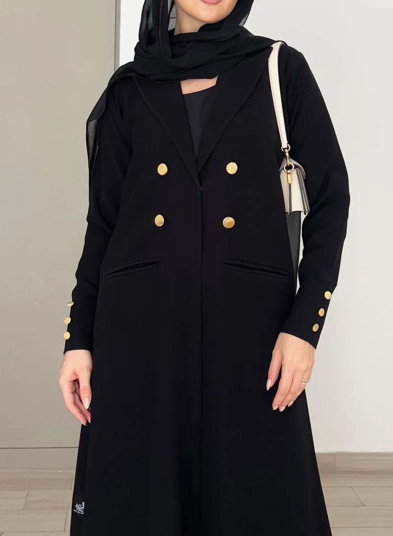 Rosette Abaya  Elegant Blazer abaya with Buttons gold Design for Women | Best Price UAE