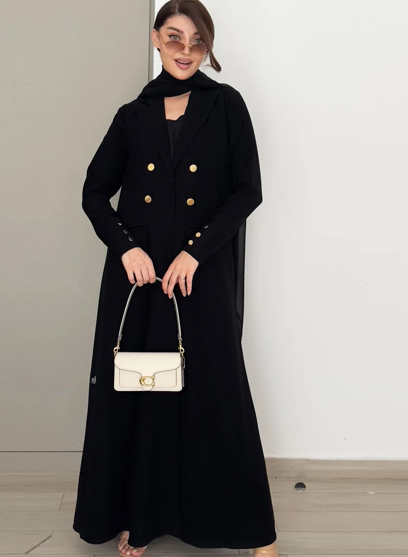 Rosette Abaya  Elegant Blazer abaya with Buttons gold Design for Women | Best Price UAE