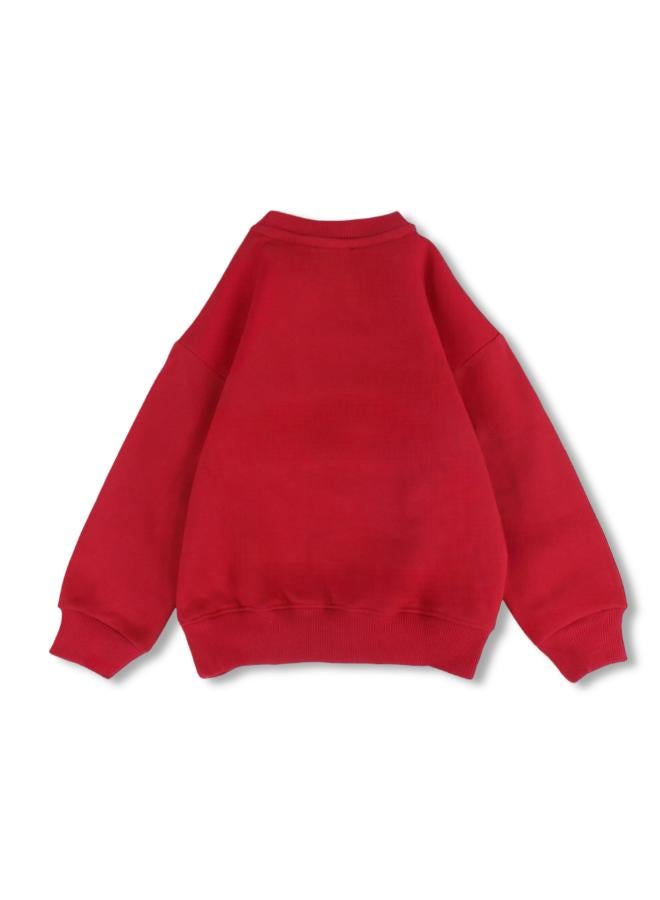 Pompelo Boys Cotton Long Sleeved Sweatshirt – Red with Tigers Design - Image 2