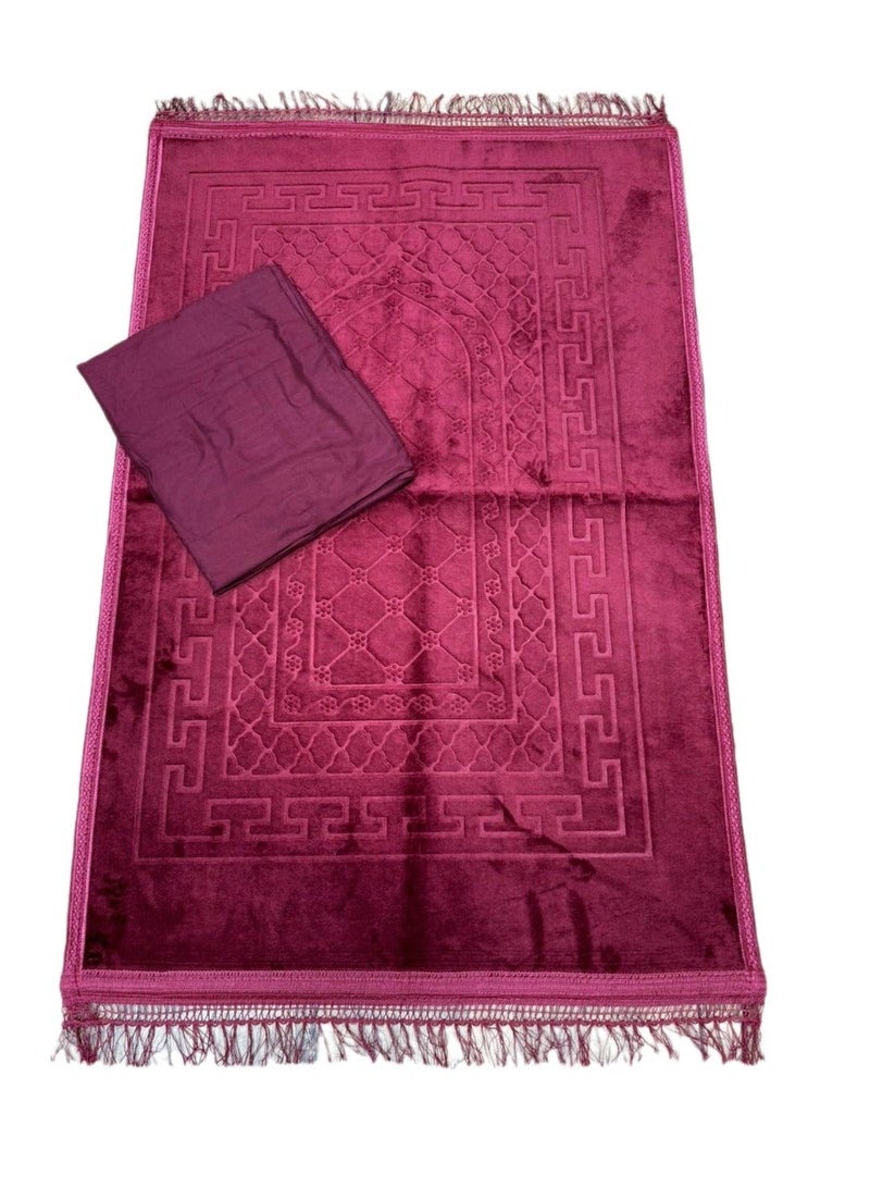 Ceramic velvet prayer mat set with open prayer sheet - Image 2