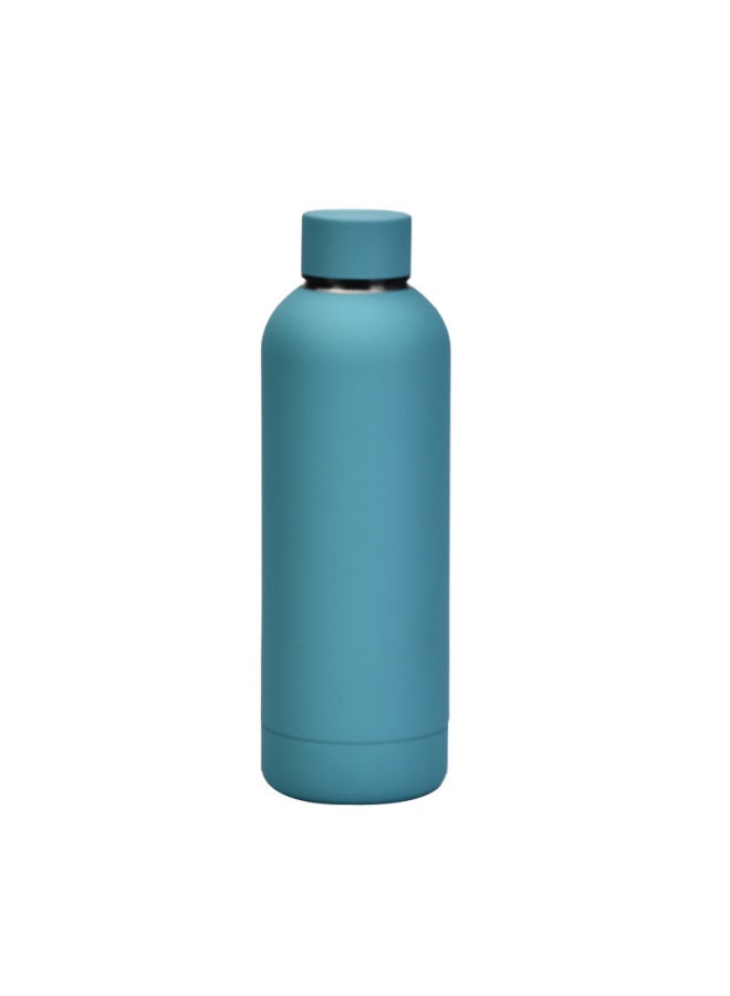 Sky Blue Printed Logo Large Capacity Double Layer Water Bottle 304 Stainless Steel American Style Small Mouth Thermos Cup Mini Outdoor Sports Water Bottle