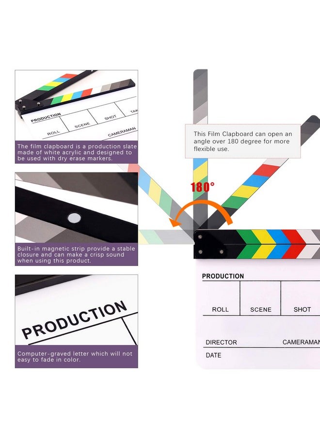 Swpeet 8Pcs 10"X12" Acrylic Film Movie Directors Clapboard Kit Magnetic Blackboard Eraser M3 Hex Wrench And 5Pcs Custom Pens Dry Erase Director Clapper Coating Board Slate For Director Or Film Fans  - Image 4