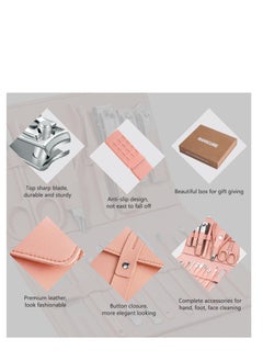 Leipple Manicure set professional nail clippers pedicure kit 16 pcs stainless steel nail care tools grooming kit with luxurious travel leather case for thick nails men women gift pink  - Image 5