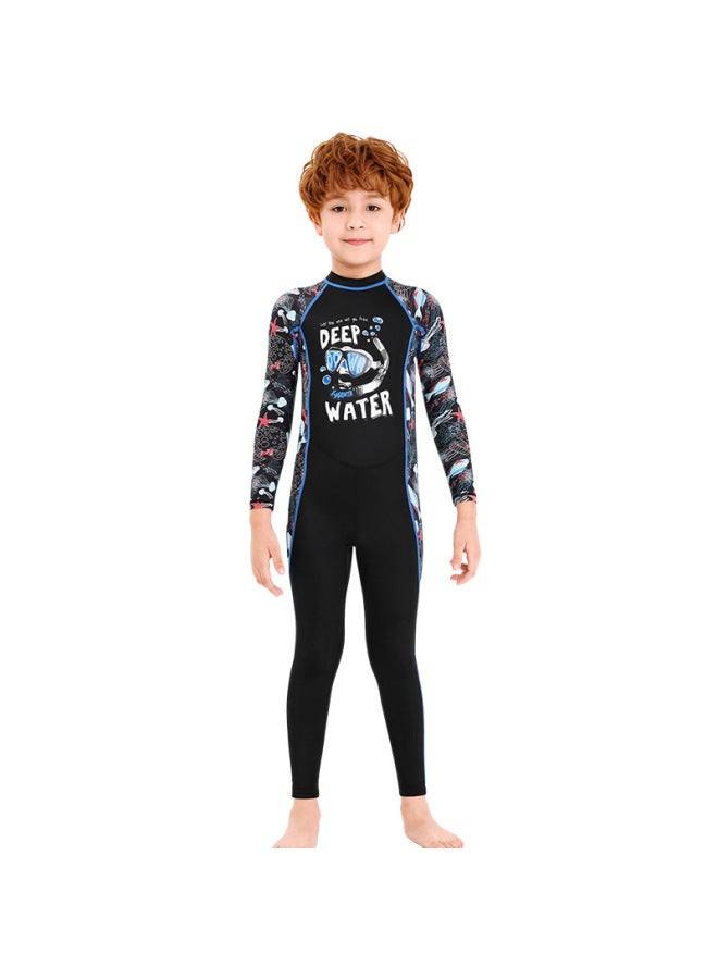 New Children's Swimsuit Women's One-piece Swimsuit Men's Long-sleeved Sunscreen Swimming Quick-drying Hot Spring Wetsuit For Middle School Students