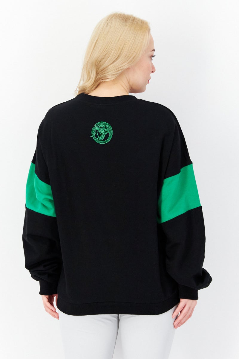 DIFUZED Women Crew Neck Long Sleeve Graphic Print Sweatshirt, Black - Image 3