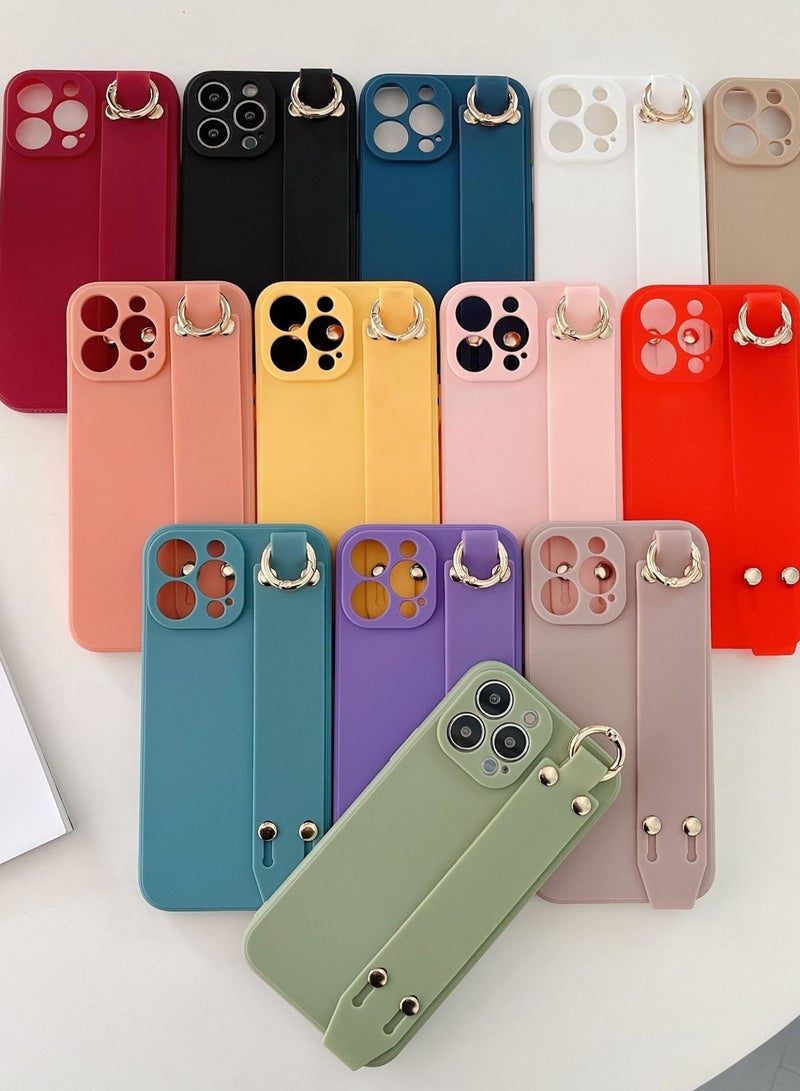 Loquat Cartoon Silicone Soft Shell Apple Phone Case With Wrist Strap Holder - Image 2