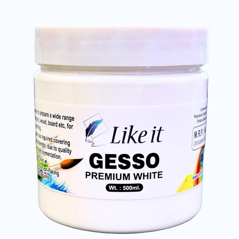 Like-It like it 500ml Oil Painting Primer Gesso White Primer, Acrylic Medium, Molding Paste, Retarder Gel Medium - Image 1