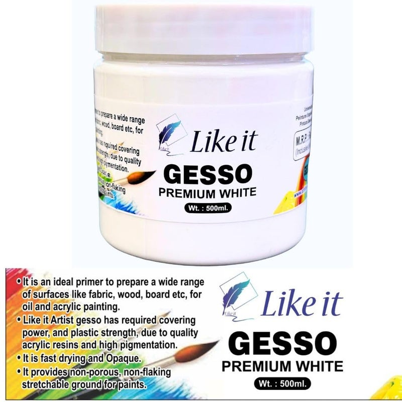 Like-It like it 500ml Oil Painting Primer Gesso White Primer, Acrylic Medium, Molding Paste, Retarder Gel Medium - Image 2