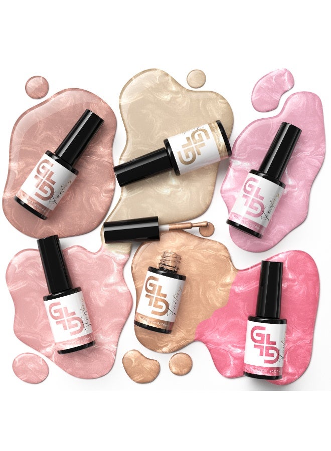 GL Factory Cat Eye Gel Nail Polish– 6 x 8ml Colors SET Soak Off LED UV for Magnet Manicure Salon Quality Long Lasting Nail Coating Design (Nude Silver Pink Beige Coral Almond) - Image 2