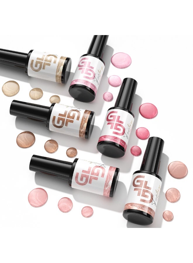 GL Factory Cat Eye Gel Nail Polish– 6 x 8ml Colors SET Soak Off LED UV for Magnet Manicure Salon Quality Long Lasting Nail Coating Design (Nude Silver Pink Beige Coral Almond) - Image 3