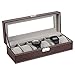NEX Watch Case, 6 Slot Leather Watch Box Display Case Organizer Glass Jewelry Storage - Image 2