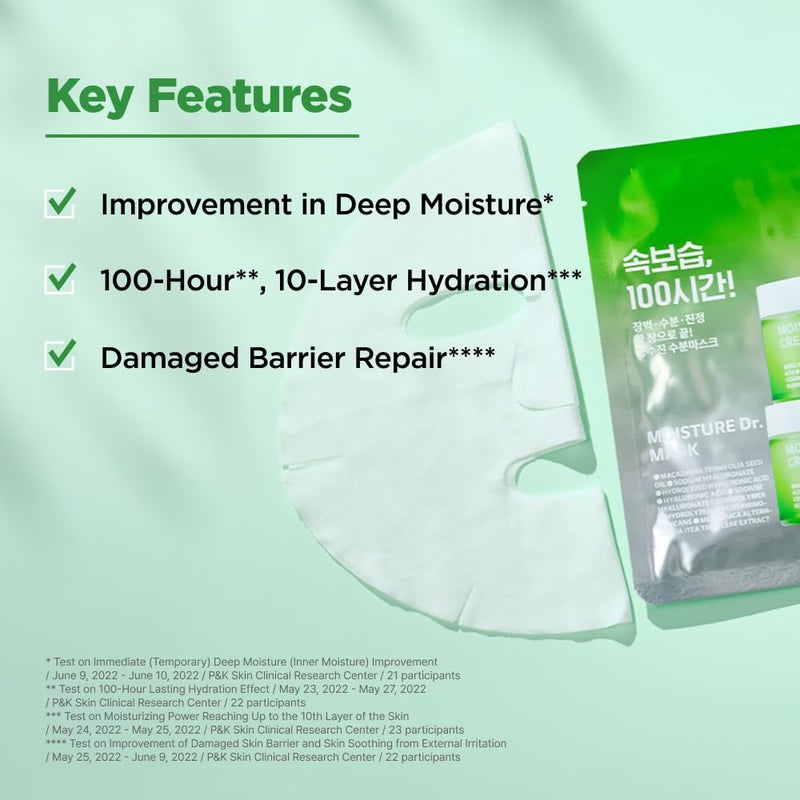ISOI Moisture Dr. Mask Pack, Hydrating & Soothing Korean Sheet Mask for Face with Tea Tree, Ceramide & Hyaluronic Acid, Nourishing Skin Barrier Care, Korean Skin Care (10EA) - Image 5