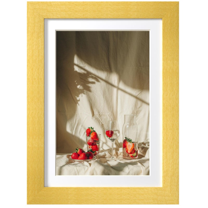 eletecpro 5x7 Picture Frame  Matted to 4x6 Photo or 5x7 No Mat  Colorful Frame for Wall & Tabletop Display Made of Engineered Wood and Clear Acrylic  Gold Frame Room Decor  1 Pack - Image 1