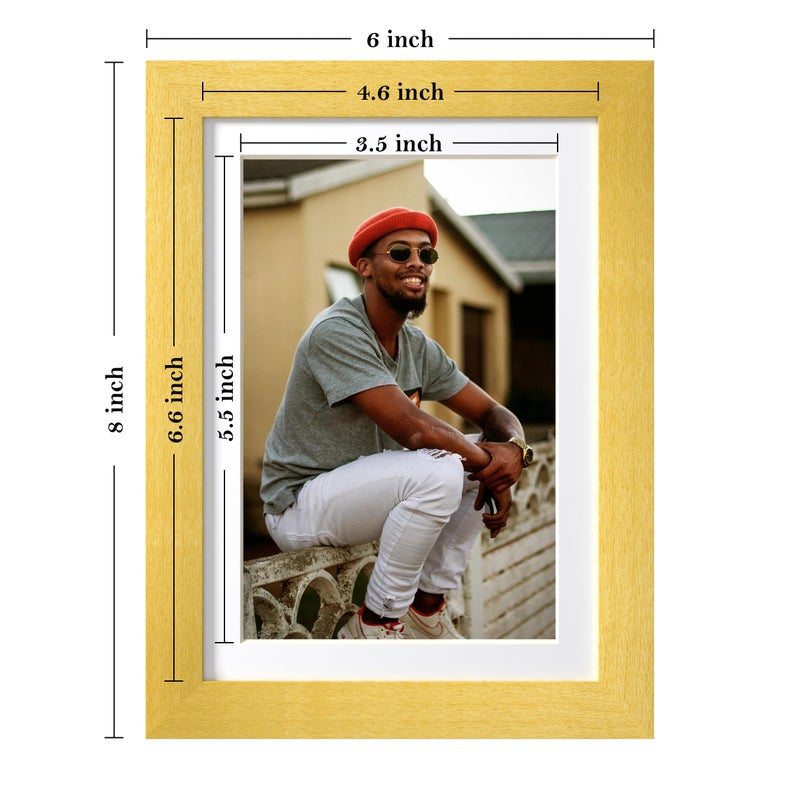eletecpro 5x7 Picture Frame  Matted to 4x6 Photo or 5x7 No Mat  Colorful Frame for Wall & Tabletop Display Made of Engineered Wood and Clear Acrylic  Gold Frame Room Decor  1 Pack - Image 3