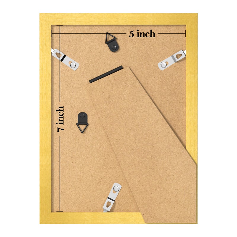 eletecpro 5x7 Picture Frame  Matted to 4x6 Photo or 5x7 No Mat  Colorful Frame for Wall & Tabletop Display Made of Engineered Wood and Clear Acrylic  Gold Frame Room Decor  1 Pack - Image 4