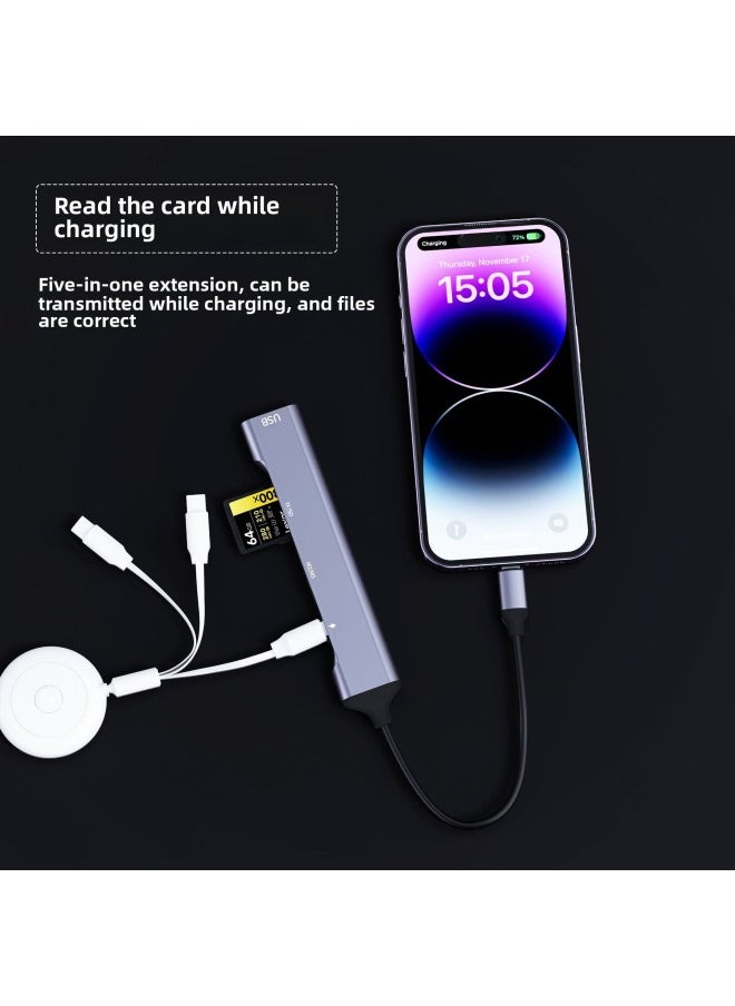 Generic - Ms Six-in-one Card Reader With Power Supply Multi-function Reading Sdtfmsm2usb USB Flash Drive OTG Function Mobile Phone Reading Disk-Color:typec Connector Read [Ms/sd/tf/m2/usb/charging]] - Image 1