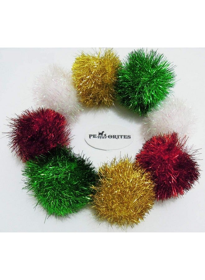 PETFAVORITES PETFAVORITES Bushy Sparkle Ball Cat Toy, Interactive Glitter Pom Pom Cat Toy Balls for Kittens, 12 Pack.  - Image 1