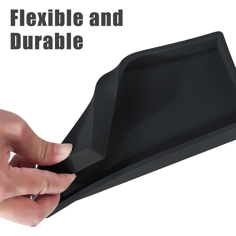BasedFloor 2PCS 11.8â€ L x 5â€ W Silicone Soap Dispenser Tray, Bathroom Sink Vanity Trays for Dresser Tops, Toilet, Small Black Tray for Scrubber, Lotion Bottles, Perfume, Jewelry, Candle, Key Trinket Ring-Black - Image 2