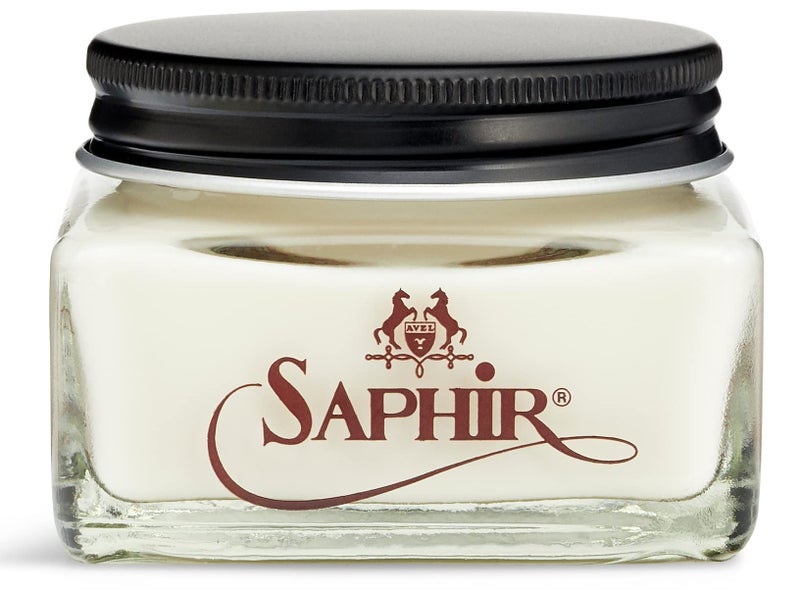 Saphir كريم سافير ميدال دو أور بومادير 75 مل - كريم طبيعي لتلميع الأحذية الجلدية، مرطب للجلود للأحذية، الحقائب (أبيض) - Image 1