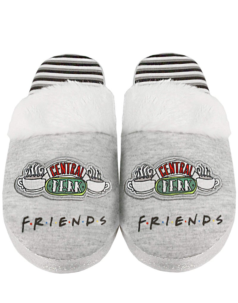 FRIENDS Slippers Womens Ladies Central Perk Ladies Fluffy Shoes 9.5-10.5 US - Image 1