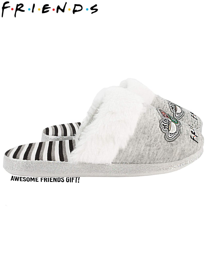 FRIENDS Slippers Womens Ladies Central Perk Ladies Fluffy Shoes 9.5-10.5 US - Image 5