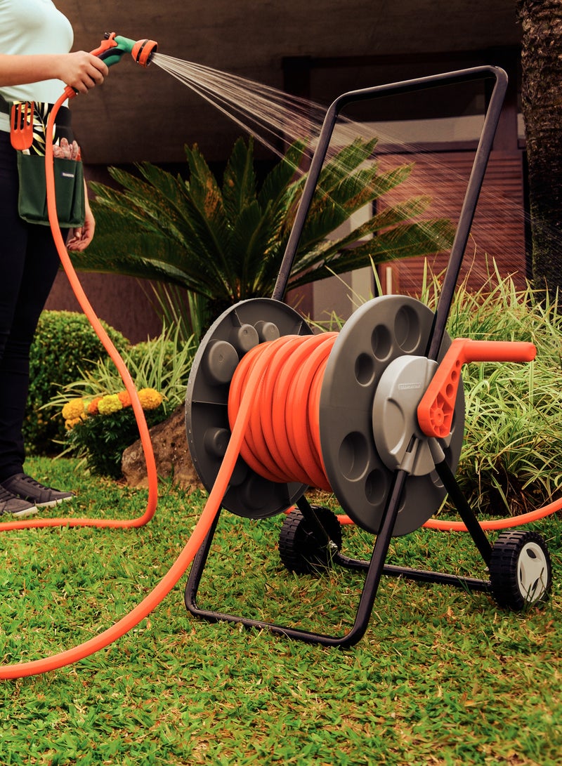 Black Garden Hose Reel with Wheels
