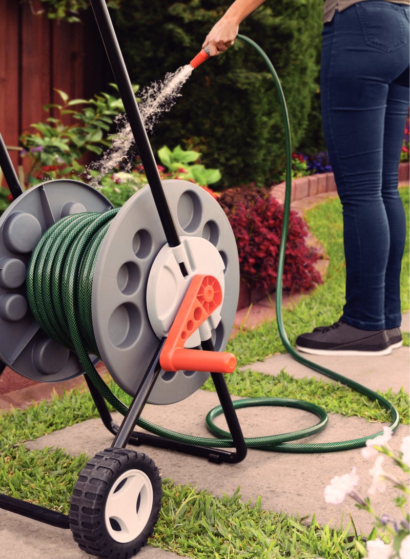 Black Garden Hose Reel with Wheels