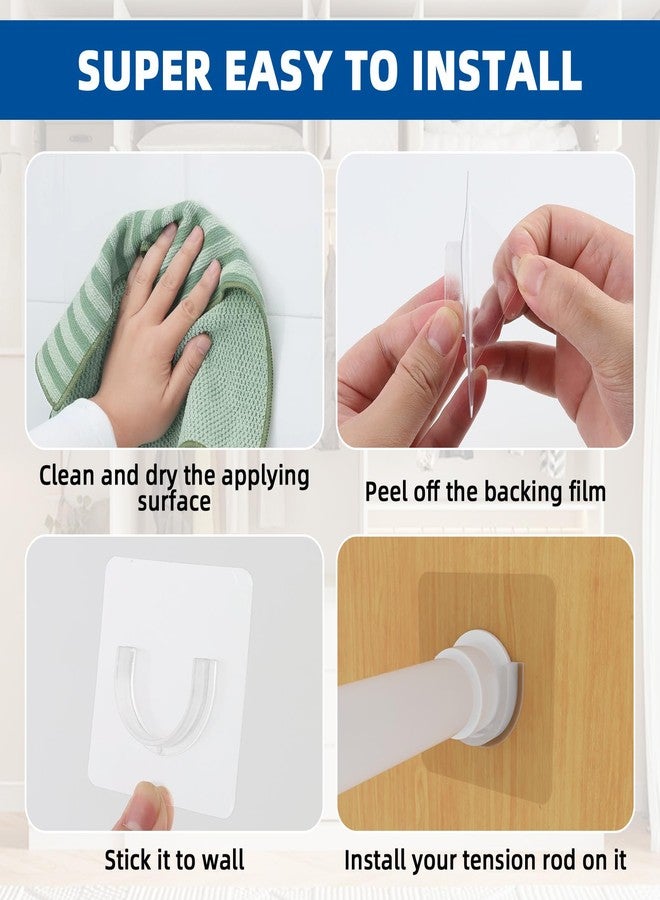 Qgond 6 PCS Shower Rod Holder with Strong Adhesive, Shower Curtain Rod Holder for Wall, Curtain Rod Bracket No Drilling (Rod not Included) - Image 5