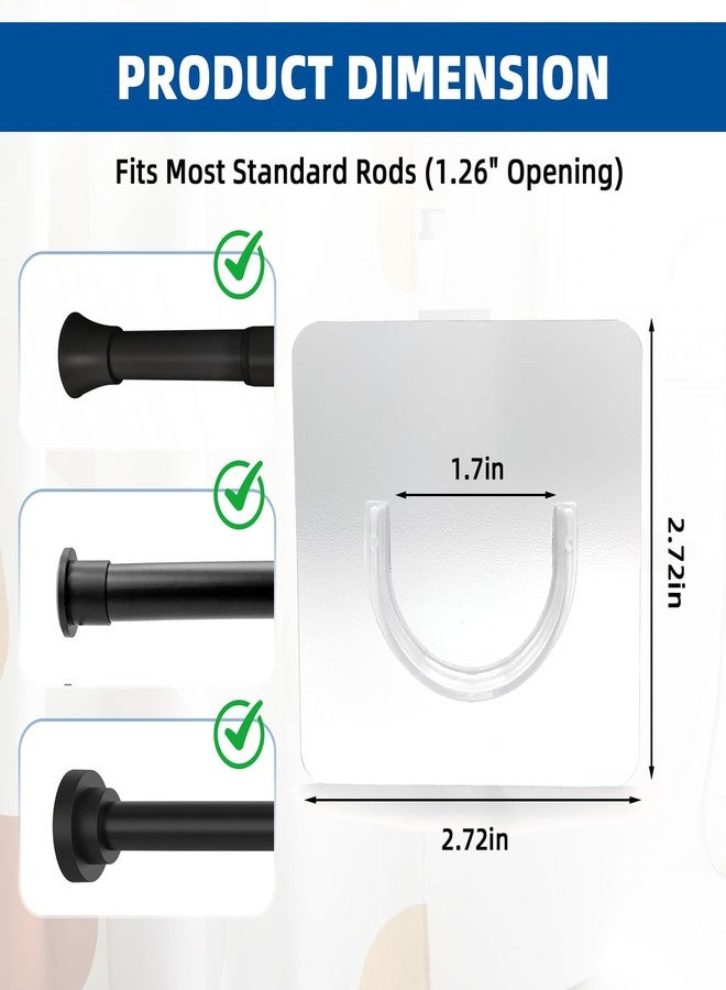 Qgond 6 PCS Shower Rod Holder with Strong Adhesive, Shower Curtain Rod Holder for Wall, Curtain Rod Bracket No Drilling (Rod not Included) - Image 2