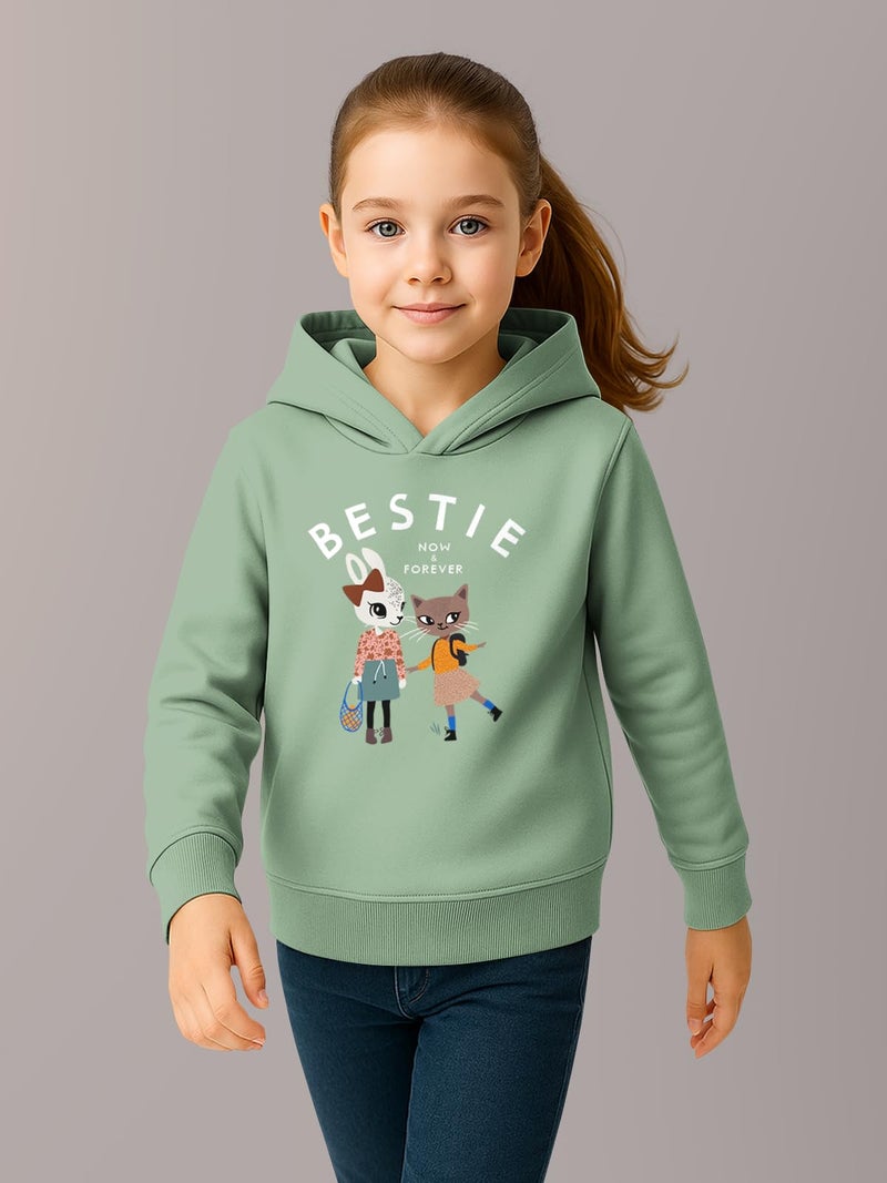 HELLCAT Trendy Cotton Blend Hoodie Sweatshirt for Girls - Pack of 1_Sea Green_3-4Years - Image 2