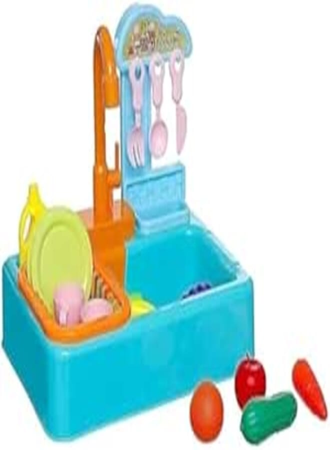 Generic 6060 kitchen sink game with some game fruits and tap it with water - 20 Psc - Multi Color