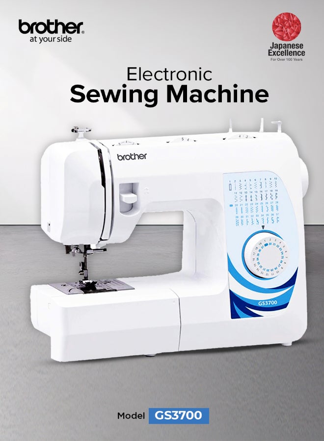 brother Traditional Metal Chassis Electric Sewing Machines Featuring 37 Built-In Stitch Selections For Convenient And Versatile Sewing | This Sewing Machine Features A Built-In Needle Threader And Quick Set Bobbin | 1-Step Buttonhole And | Made In Vietnam GS3700 White/Blue/Silver - Image 2
