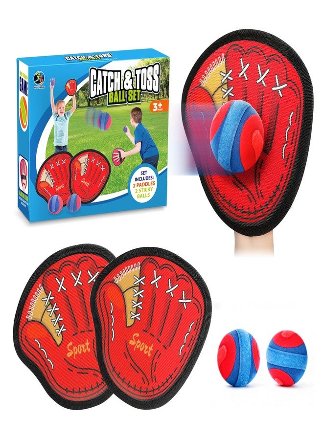 DISHIO Toss and Catch Ball Game Outdoor, 2PCS Outdoor Games Yard Games Beach Toys Pool Toddler Baseball Glove & Catch Ball Toys Birthday Gift for Ages 3 4 5 6 7 8-12 Year Old Boys Girl - Image 1